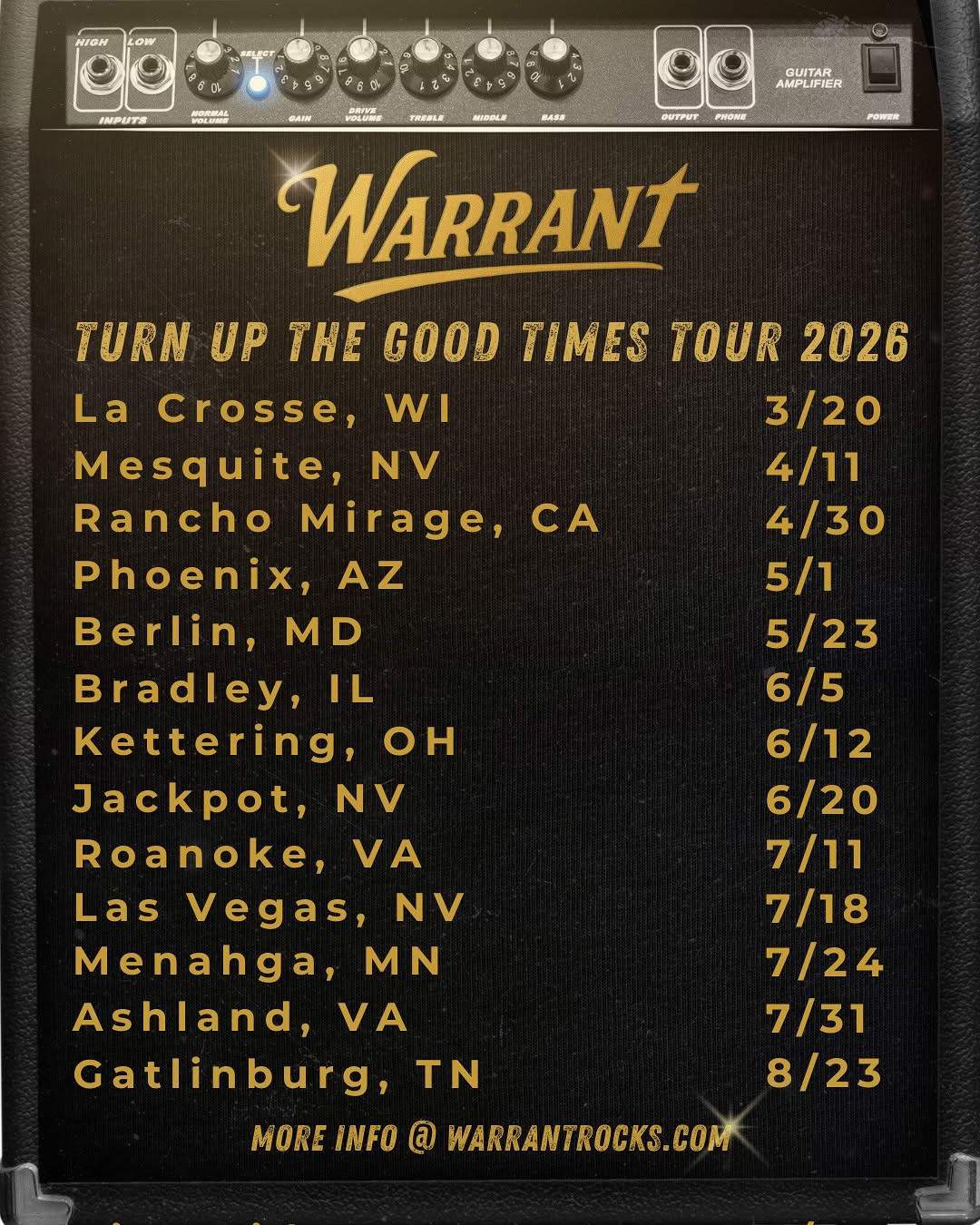 Warrant Turn Up The Good Times Tour Poster 2026